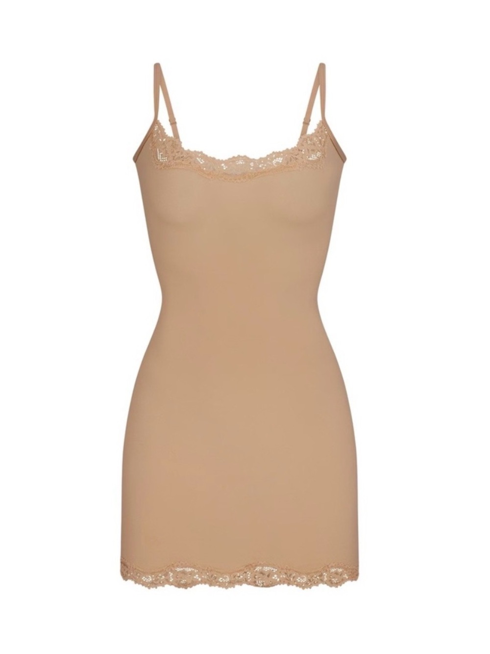 SKIMS Fits Everybody Slip Dress Lace Trim in Clay Size L